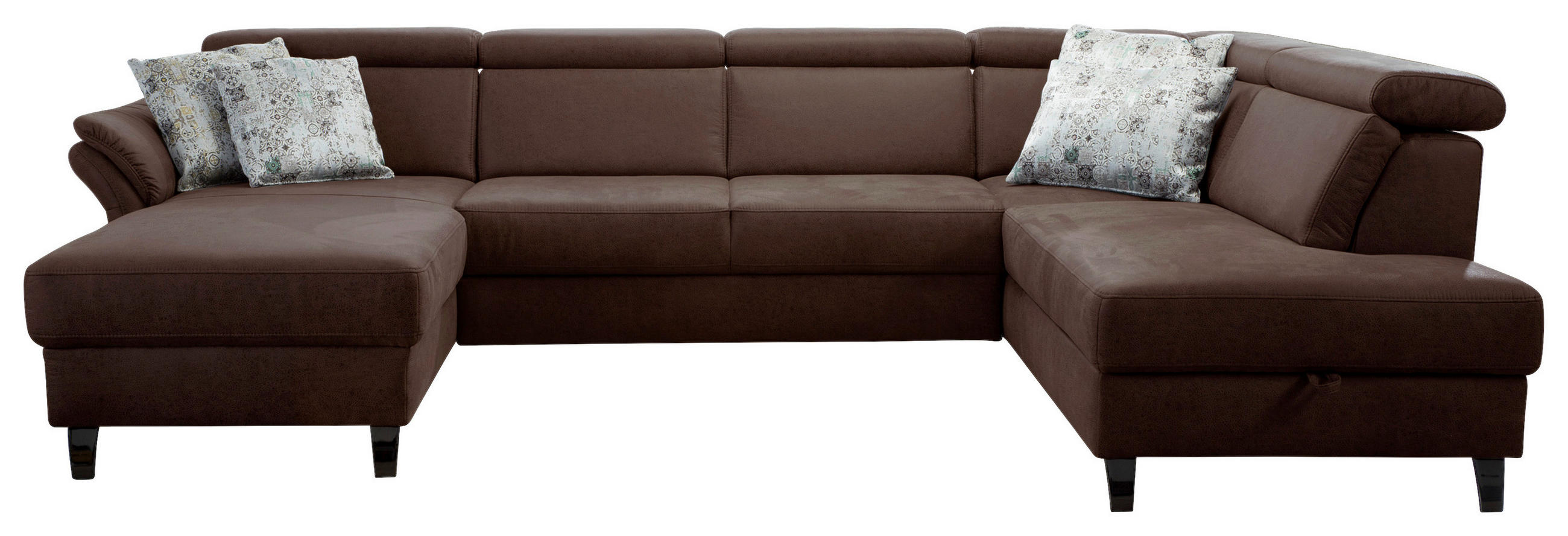 WOHNLANDSCHAFT Cognac Mikrofaser  - Cognac/Schwarz, KONVENTIONELL, Textil/Metall (165/317/193cm) - Sit & More