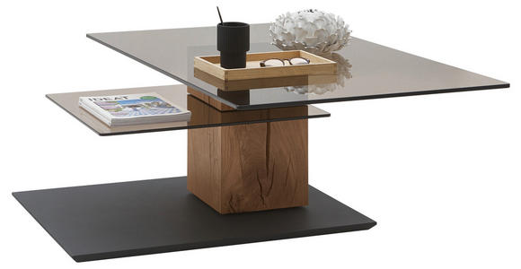 COUCHTISCH in Holz, Glas 105/70/45 cm - Eichefarben/Anthrazit, Design, Glas/Holz (105/70/45cm) - Valnatura