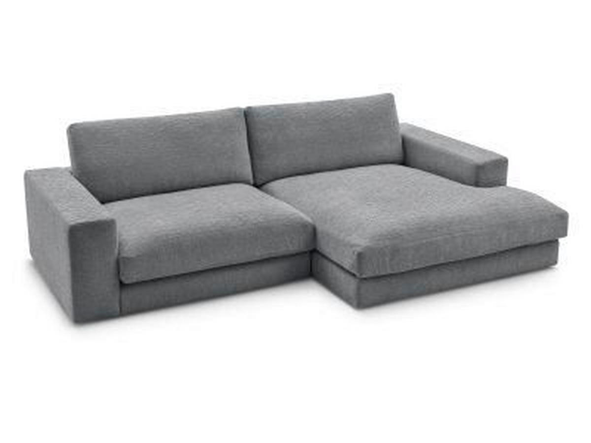 ECKSOFA Ottomane rechts  LEONARD Dunkelgrau Struktur  - Dunkelgrau/Schwarz, MODERN, Kunststoff/Textil (234/159cm)