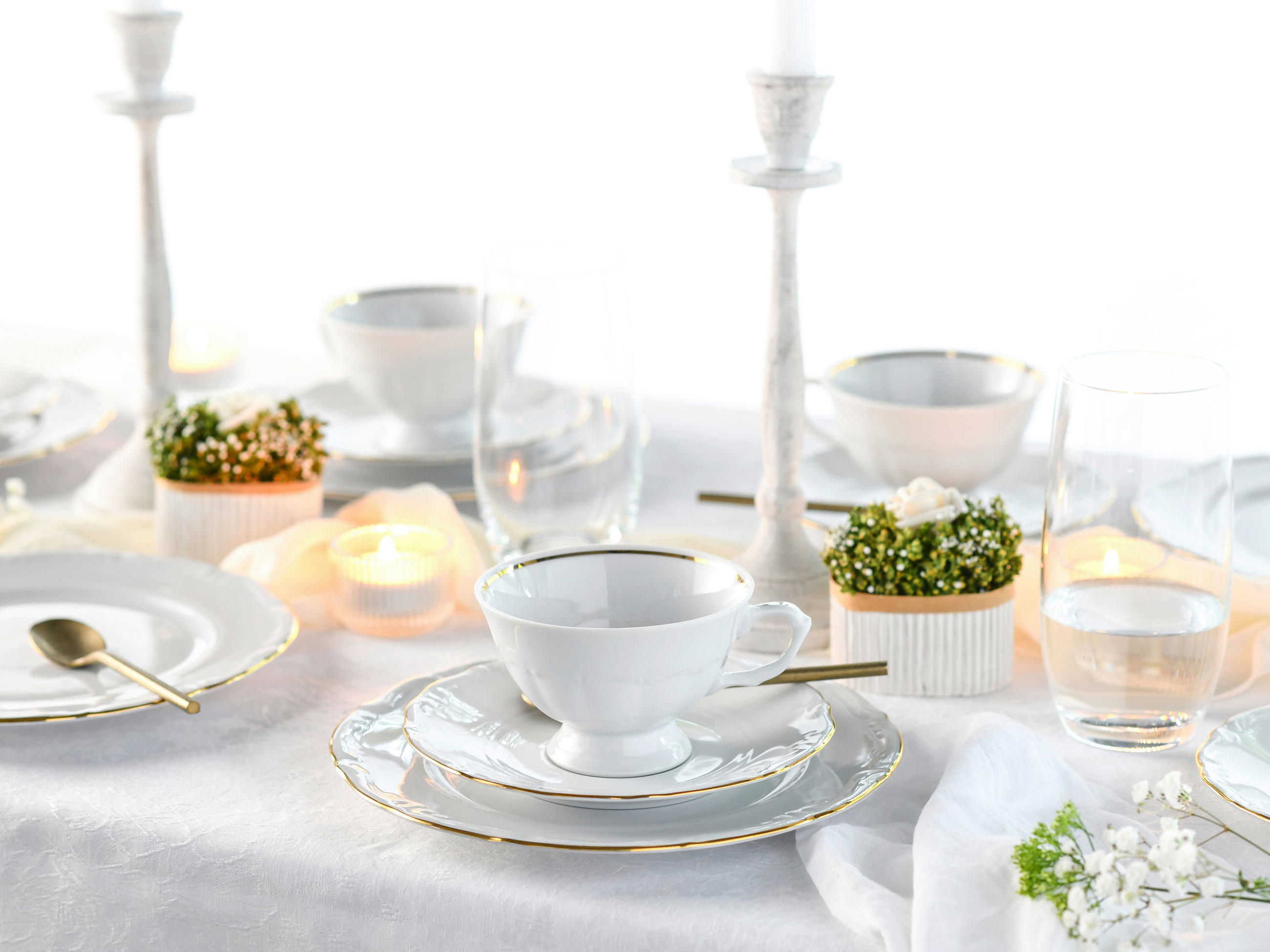 KAFFEESERVICE Weiß, Goldfarben Maria Theresia Gold 18-teilig  - Goldfarben/Weiß, Basics, Keramik (34/28,5/25,5cm) - Creatable