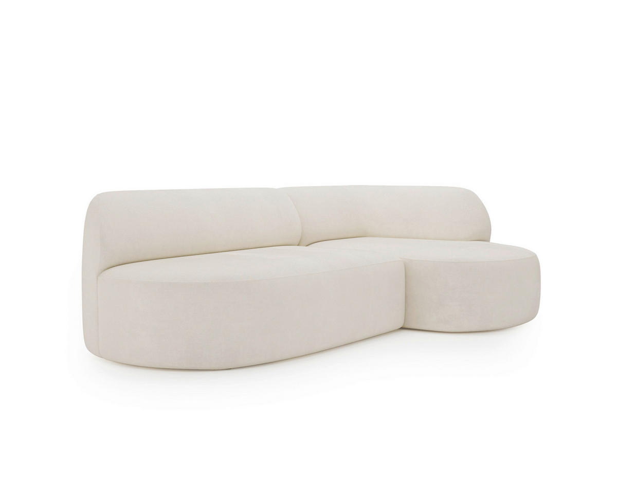 ECKSOFA Chenille Creme  - Creme/Schwarz, Design, Kunststoff/Textil (218/156cm) - Livetastic