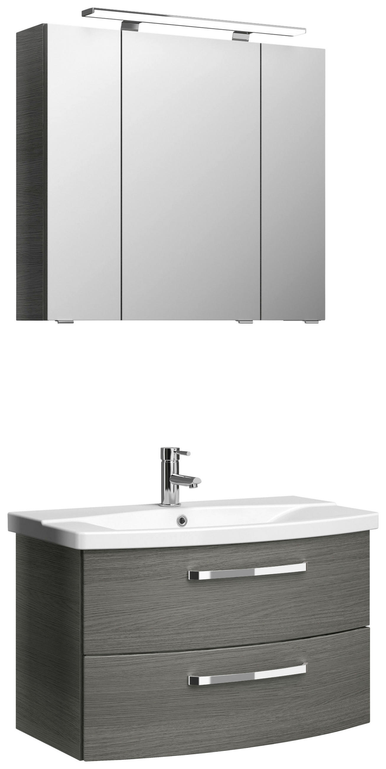 BADEZIMMER 3-teilig  in 84 cm  - Chromfarben/Graphitfarben, MODERN, Glas/Keramik (84cm) - Sadena
