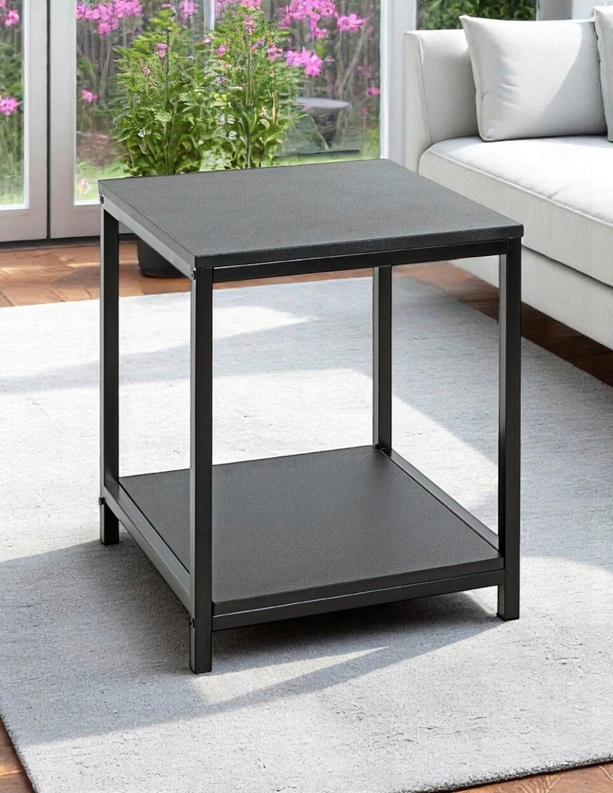 BEISTELLTISCH 40/40/50 cm Schwarz quadratisch  - Schwarz, Design, Holzwerkstoff/Metall (40/40/50cm)