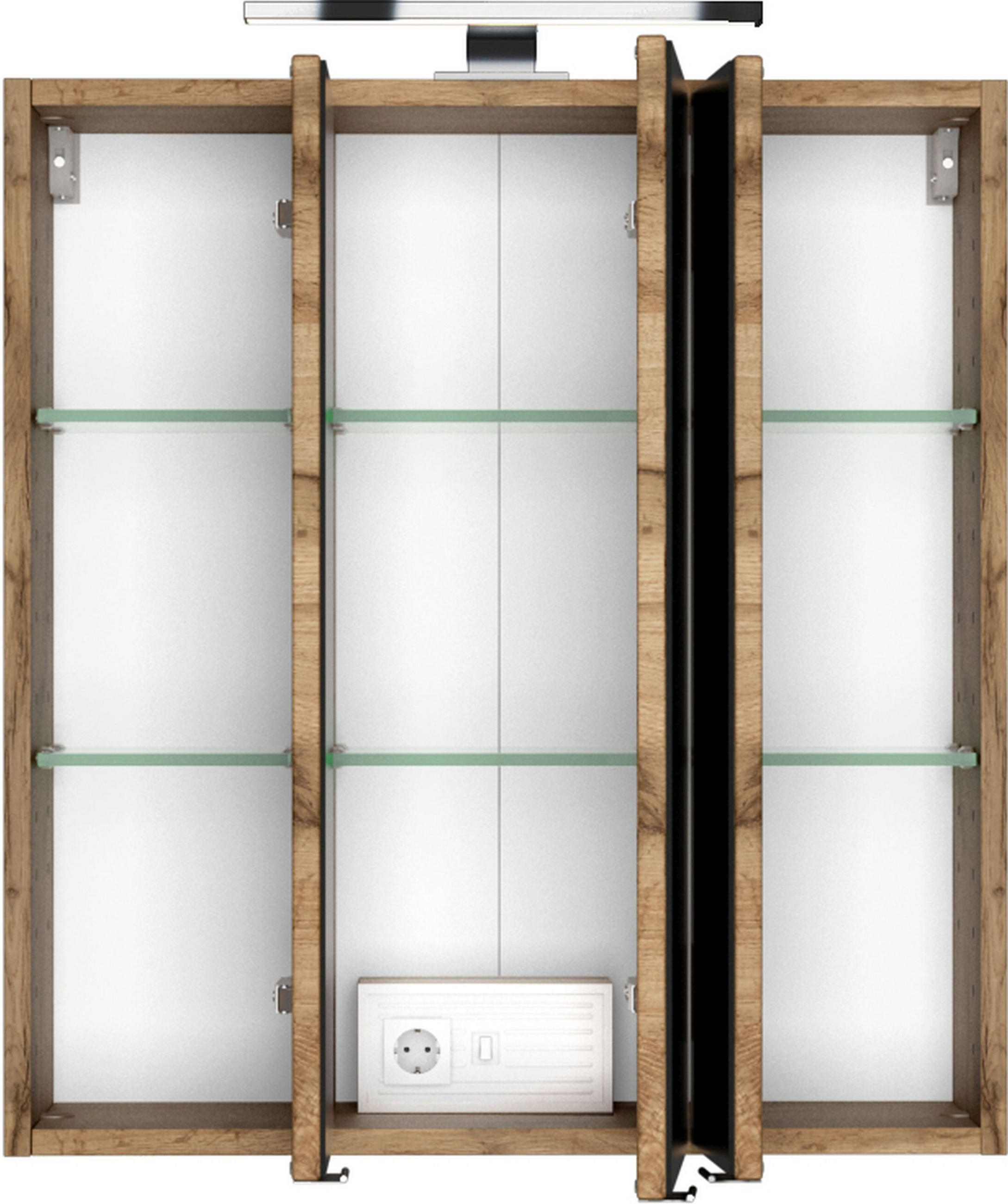 Thumbnail - Held Spiegelschrank, Eiche Wotan, Metall, 6 Fächer, 60x66x20 cm, Made in Germany, Typenauswahl, individuell planbar, Bad...