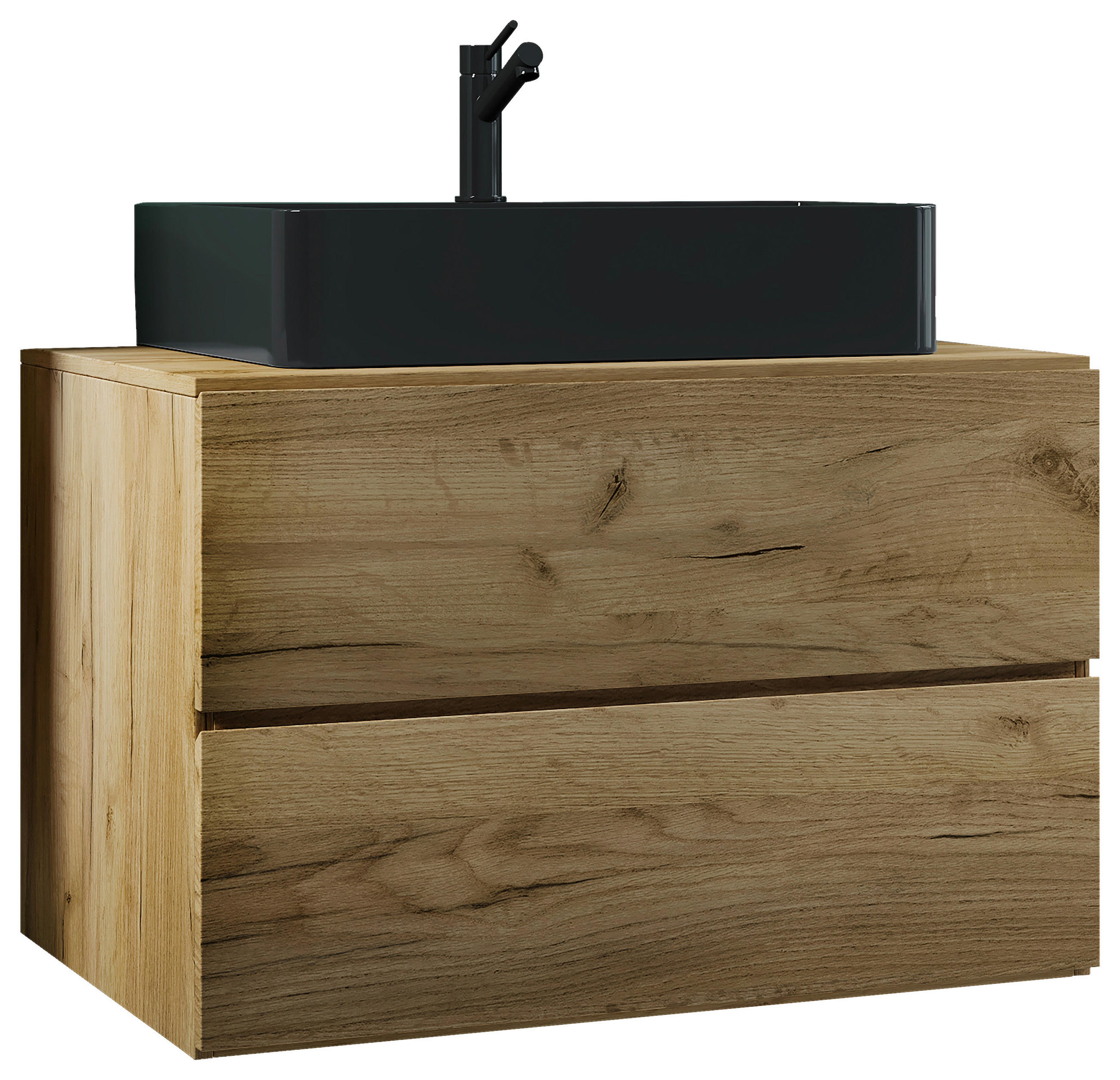 WASCHTISCHKOMBI 81 cm  - Honigeiche/Schwarz, MODERN, Keramik/Holzwerkstoff (81cm) - MID.YOU