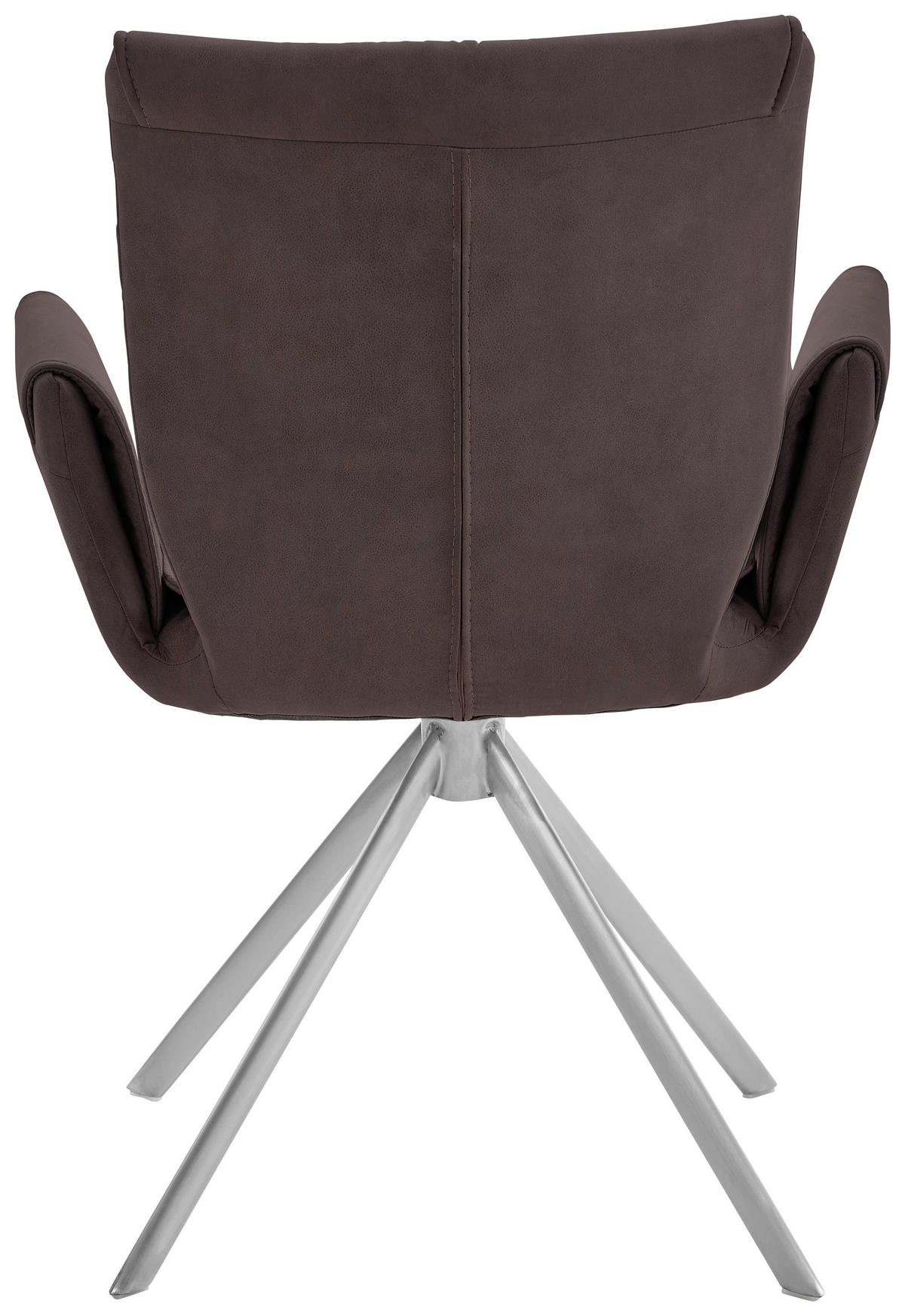 ARMLEHNSTUHL  Typenauswahl, inklusive Armlehnen, Sitzfläche 180° drehbar, automatische Rückholfunktion Lederlook, Velours, Mikrofaser  Mokka  - Silberfarben/Mokka, Design, Textil/Metall (55/89/61cm) - Dieter Knoll