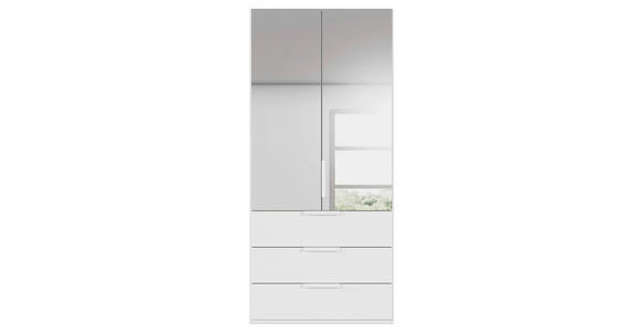 DREHTÜRENSCHRANK 101/235/61 cm,  in Weiß, 2-türig  - Weiß, Basics, Glas/Holzwerkstoff (101/235/61cm) - Novel