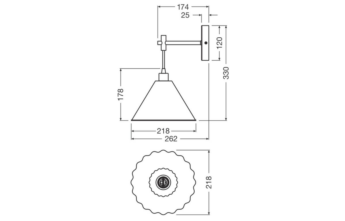WANDLEUCHTE 21.8/26.2/33 cm   - Basics, Papier/Metall (21.8/26.2/33cm) - Osram