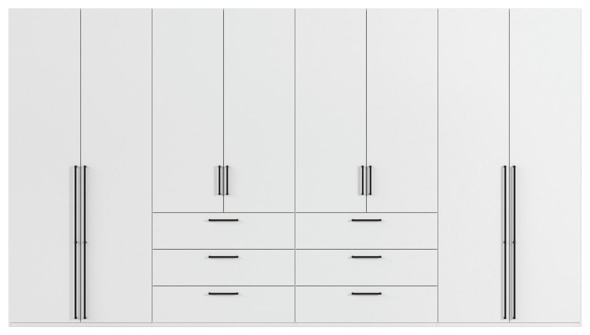 DREHTÜRENSCHRANK 400/223/61 cm,  in Weiß, 8-türig  - Schwarz/Weiß, Basics, Holzwerkstoff/Metall (400/223/61cm) - Novel