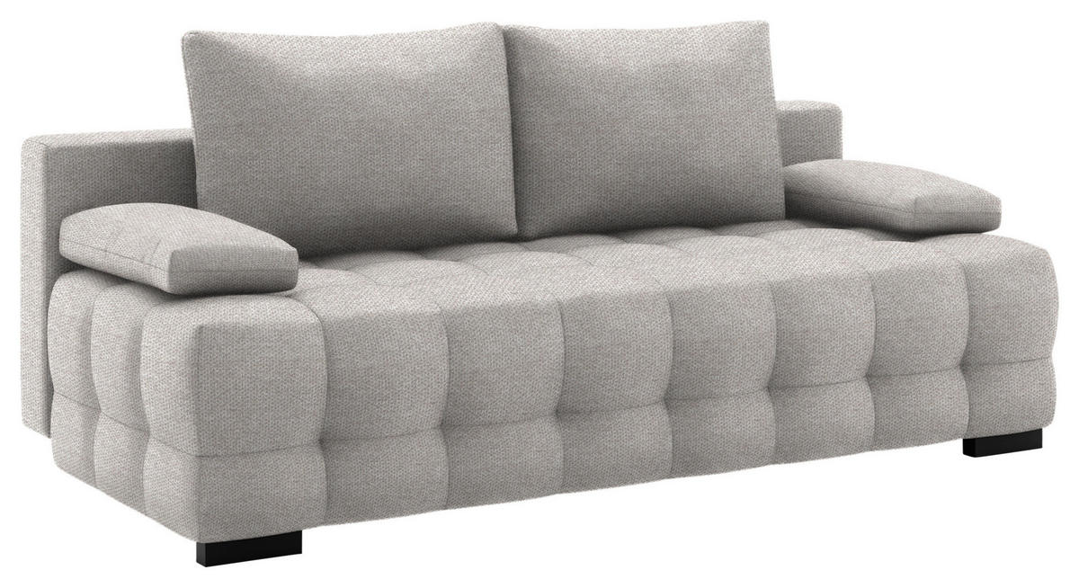 SCHLAFSOFA  mit Stoffauswahl, Schlafen auf Sitzhöhe, Rücken echt Struktur Hellgrau  - Hellgrau/Schwarz, KONVENTIONELL, Kunststoff/Textil (209/96/100cm) - Stylife