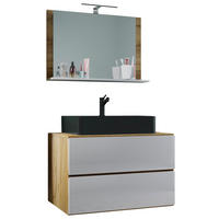 BADEZIMMER 3-teilig  in 81 cm  - Honigeiche/Weiss, Modern, Glas/Keramik (81cm) - MID.YOU