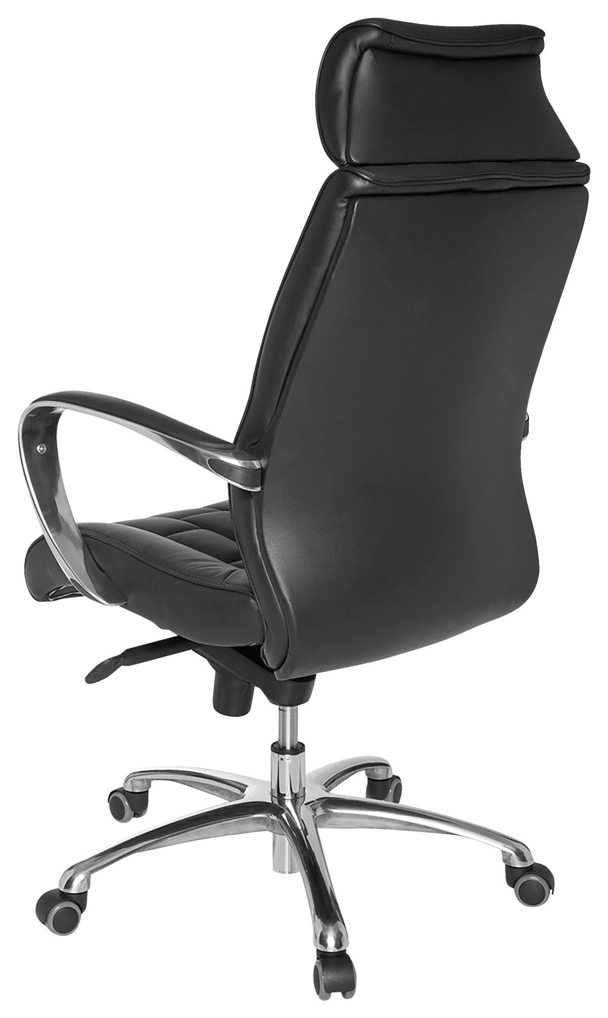 CHEFSESSEL Schwarz  - Alufarben/Schwarz, MODERN, Leder/Kunststoff (66/128/62cm) - MID.YOU