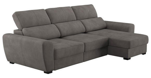 ECKSOFA in Mikrofaser Graubraun  - Graubraun/Schwarz, KONVENTIONELL, Kunststoff/Textil (285/177cm) - Carryhome
