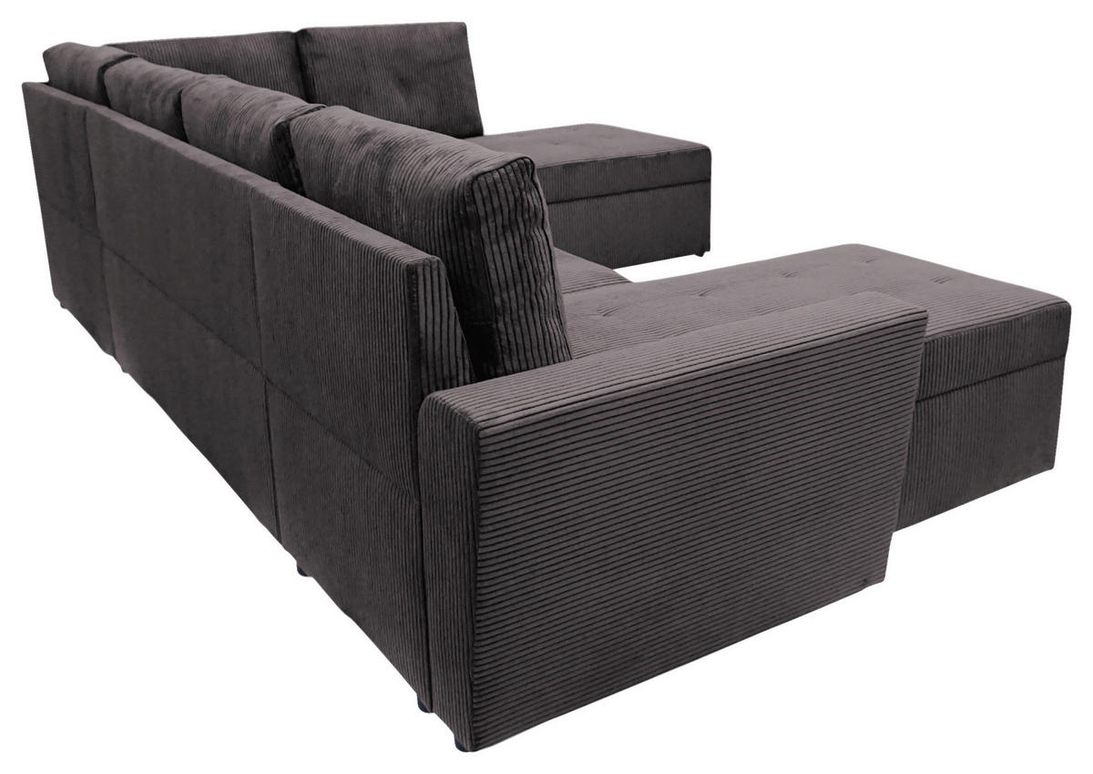 WOHNLANDSCHAFT TERMOLI Graubraun Cord  - Graubraun/Schwarz, Design, Kunststoff/Textil (155/297/212cm) - MID.YOU