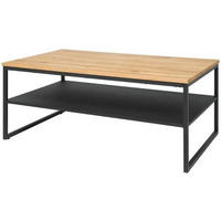 COUCHTISCH Eiche massiv rechteckig Naturfarben, Schwarz  - Schwarz/Naturfarben, MODERN, Holz/Holzwerkstoff (105/44/65cm) - Livetastic