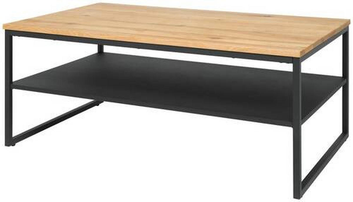 COUCHTISCH Eiche massiv rechteckig Naturfarben, Schwarz  - Schwarz/Naturfarben, MODERN, Holz/Holzwerkstoff (105/44/65cm) - Livetastic