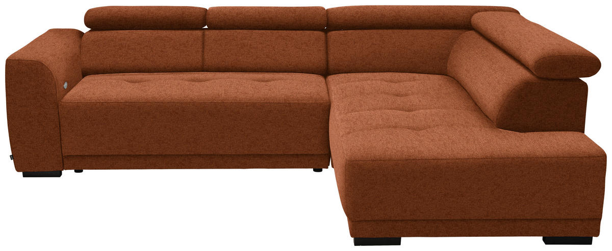 ECKSOFA in Struktur Rostfarben  - Rostfarben/Schwarz, Design, Kunststoff/Textil (284/205cm) - MID.YOU
