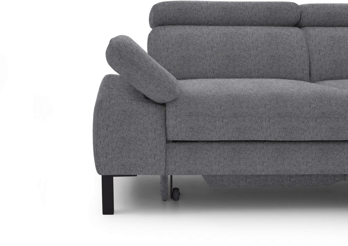 ECKSOFA in Flachgewebe Grau  - Schwarz/Grau, Design, Holzwerkstoff/Textil (272/217cm) - Pure Home Comfort
