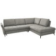 ECKSOFA in Chenille Silberfarben  - Silberfarben/Schwarz, Natur, Textil/Metall (288/233cm) - Valnatura