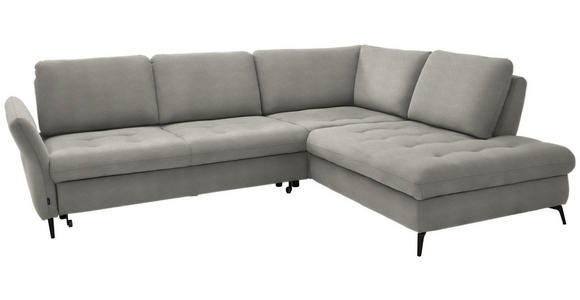 ECKSOFA in Chenille Silberfarben  - Silberfarben/Schwarz, Natur, Textil/Metall (288/233cm) - Valnatura