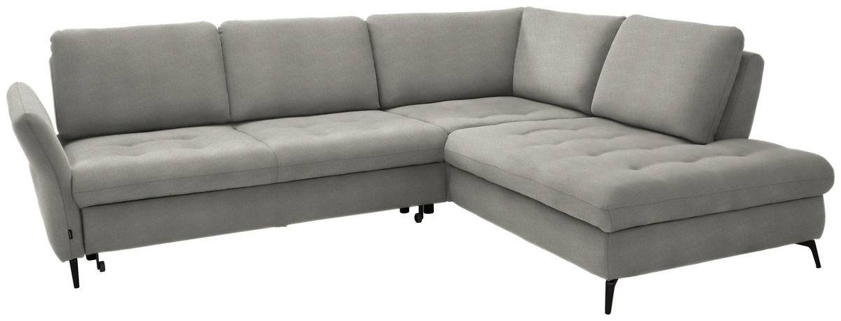 ECKSOFA Silberfarben Chenille  - Silberfarben/Schwarz, Natur, Textil/Metall (288/233cm) - Valnatura