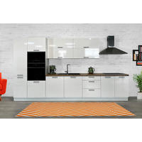 KÜCHENLEERBLOCK 377 cm   in Weiß, Weiß Hochglanz  - Weiß Hochglanz/Schwarz, Basics, Holz/Holzwerkstoff (377cm)