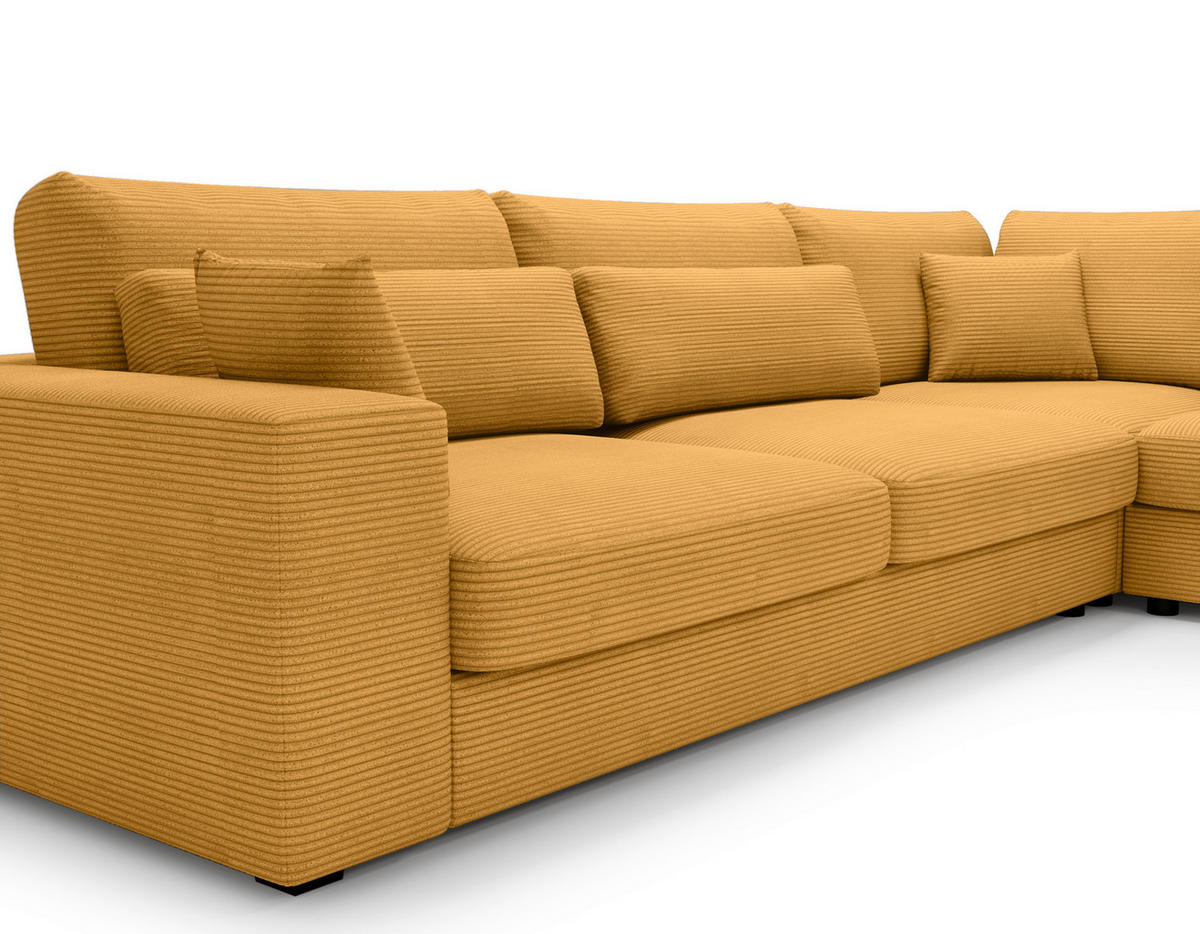 ECKSOFA in Cord Gelb  - Gelb/Schwarz, Konventionell, Kunststoff/Textil (314/250cm) - Carryhome