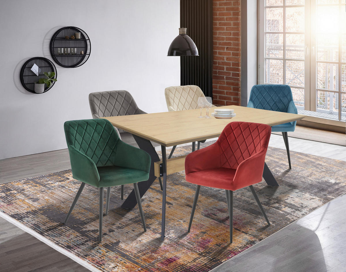 ARMLEHNSTUHL  in Eisen Samt  - Schwarz/Grau, Trend, Holz/Textil (54/86/60cm) - Livetastic