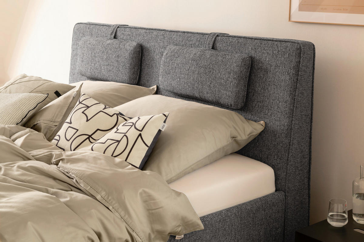 POLSTERBETT Lattenrost, Bettkasten Grau 180/200 cm  - Birkefarben/Buchefarben, Design, Holz/Textil (180/200cm) - Schöner Wohnen