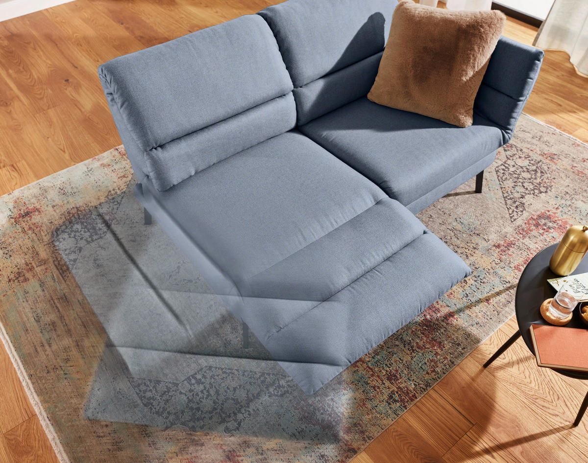2-SITZER-SOFA Flachgewebe Blaugrau  - Blaugrau/Schwarz, Design, Textil/Metall (178-226/83-113/96-177cm) - Dieter Knoll