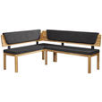 ECKBANK 171/248 cm Webstoff Schwarz, Eichefarben Eiche vollmassiv   - Eichefarben/Schwarz, KONVENTIONELL, Holz/Textil (171/248cm) - Linea Natura