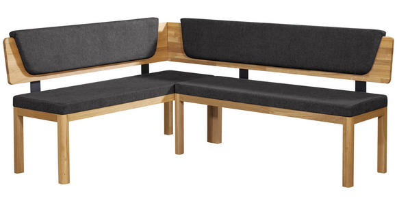 ECKBANK 171/248 cm Webstoff Schwarz, Eichefarben Eiche vollmassiv   - Eichefarben/Schwarz, KONVENTIONELL, Holz/Textil (171/248cm) - Linea Natura