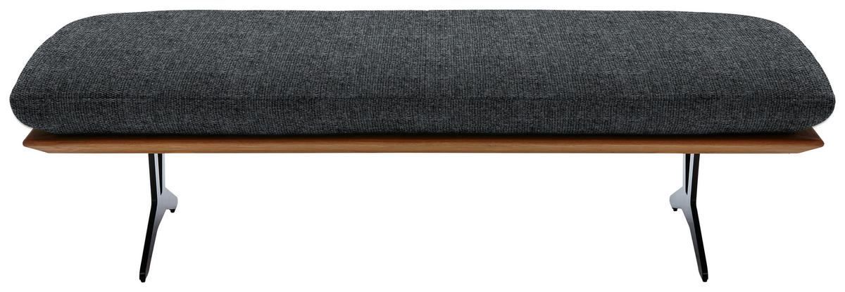 HOCKERBANK in Holz, Textil Dunkelgrau  - Dunkelgrau/Schwarz, Design, Holz/Textil (150/43/60cm) - Dieter Knoll