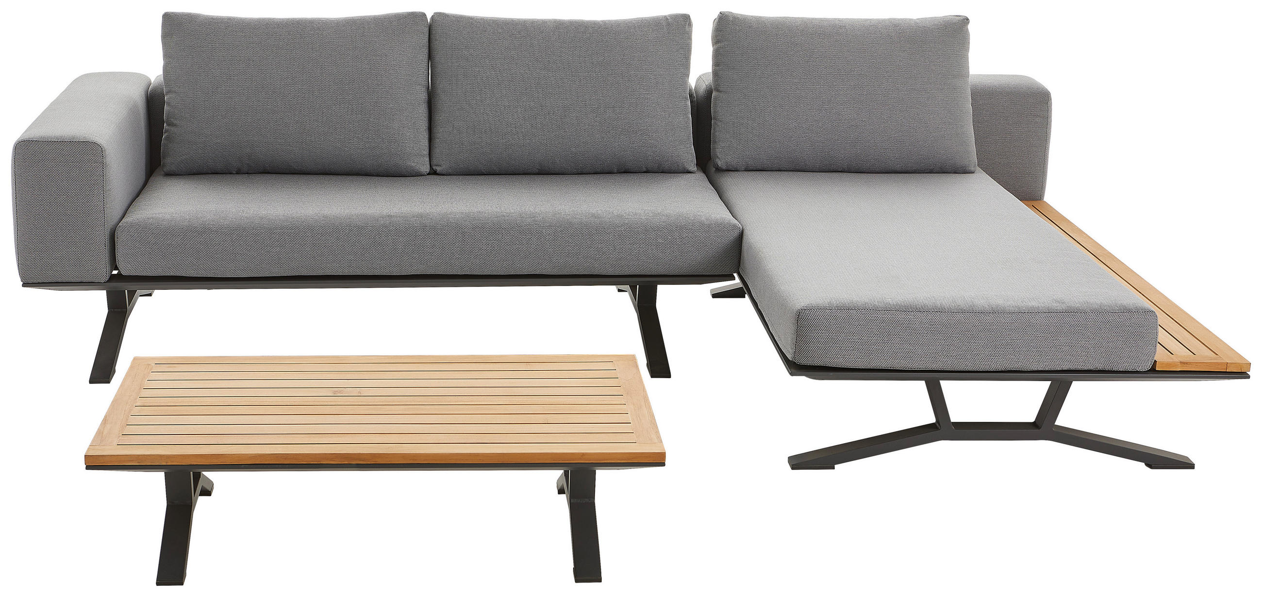 Amatio Loungegarnitur Anthrazit, Grau, Natur 172x97x25 cm