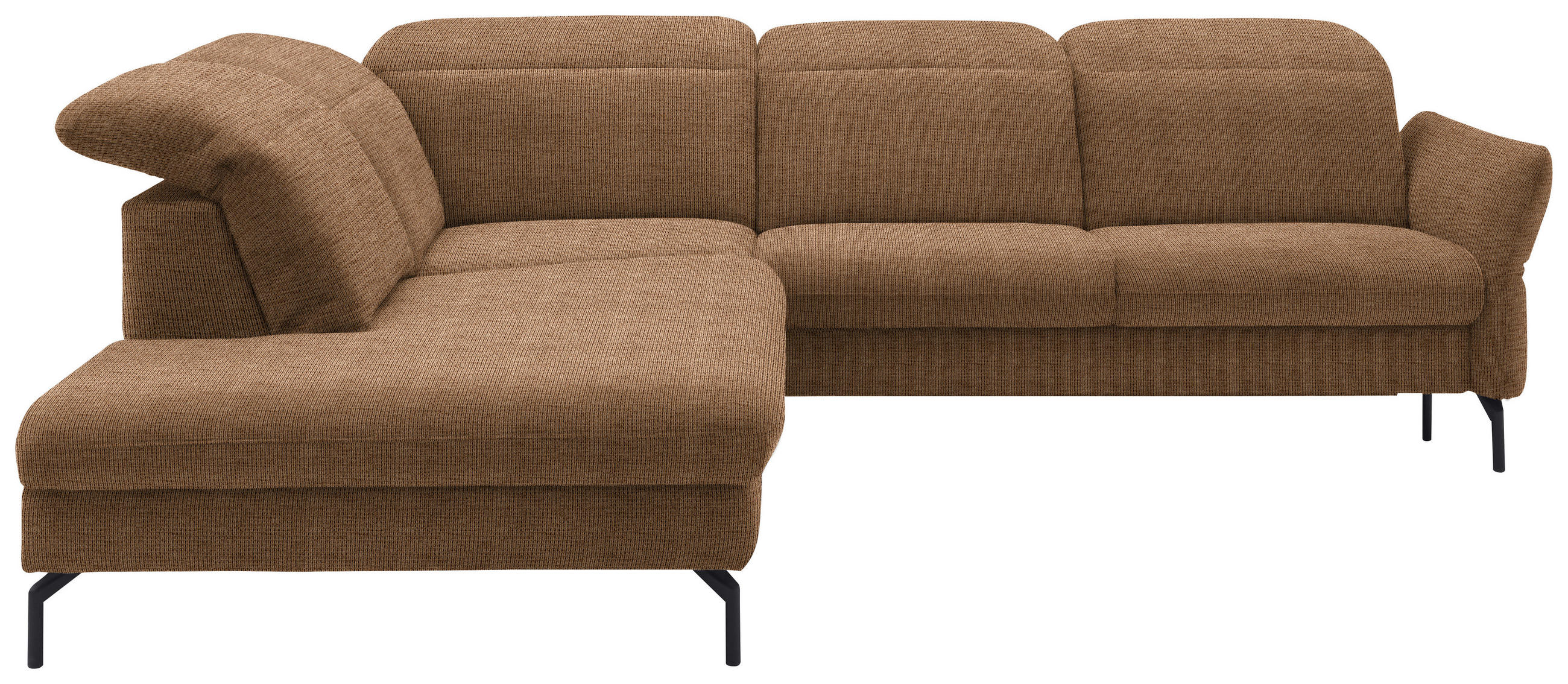 ECKSOFA in Flachgewebe Braun  - Schwarz/Braun, Design, Textil/Metall (233/299-313cm) - Dieter Knoll