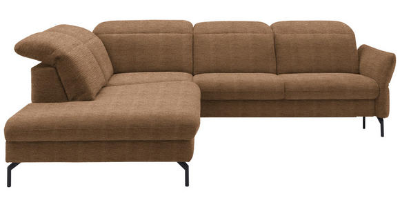 ECKSOFA  in Flachgewebe Braun  233/299-313 cm  - Schwarz/Braun, Design, Textil/Metall (233/299-313cm) - Dieter Knoll