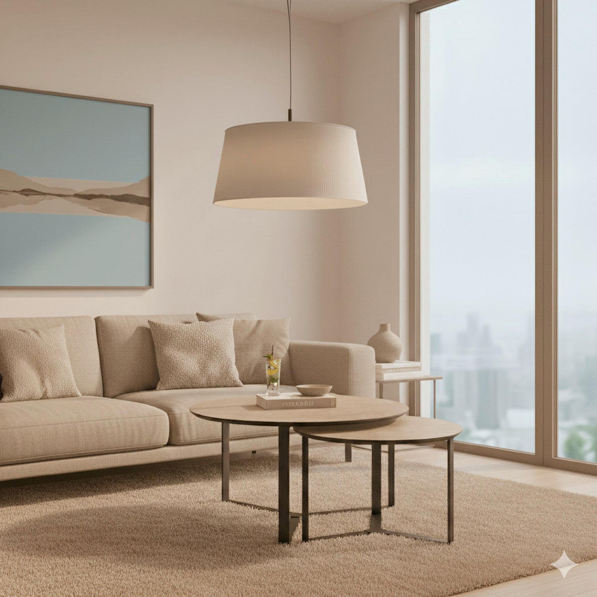 COUCHTISCH 80/80/45 cm rund Kaschmir  - Kaschmir/Schwarz, Design, Holzwerkstoff/Metall (80/80/45cm) - Livetastic