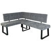ECKBANK in Metall, Textil Hellgrau  - Hellgrau/Schwarz, Modern, Textil/Metall (134/185cm) - MID.YOU