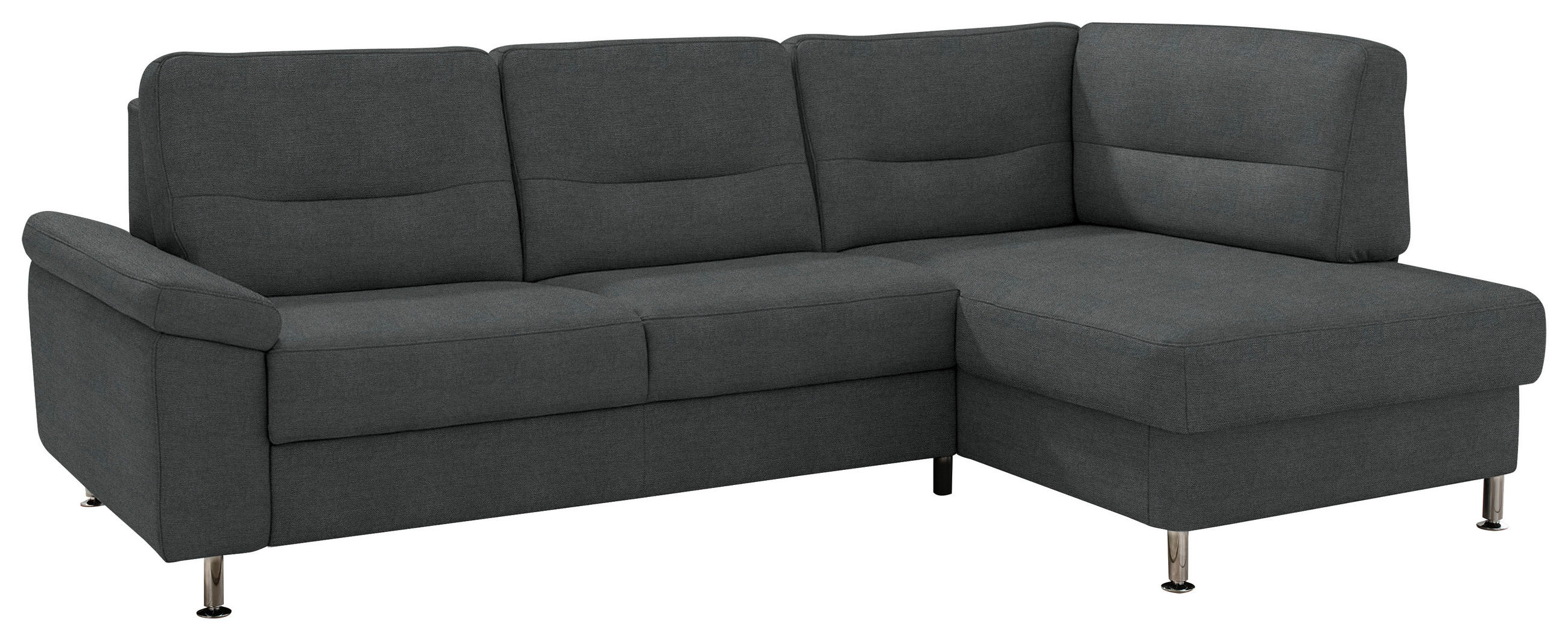 ECKSOFA Flachgewebe Anthrazit  - Anthrazit/Alufarben, Konventionell, Textil/Metall (244/160cm) - Beldomo Comfort