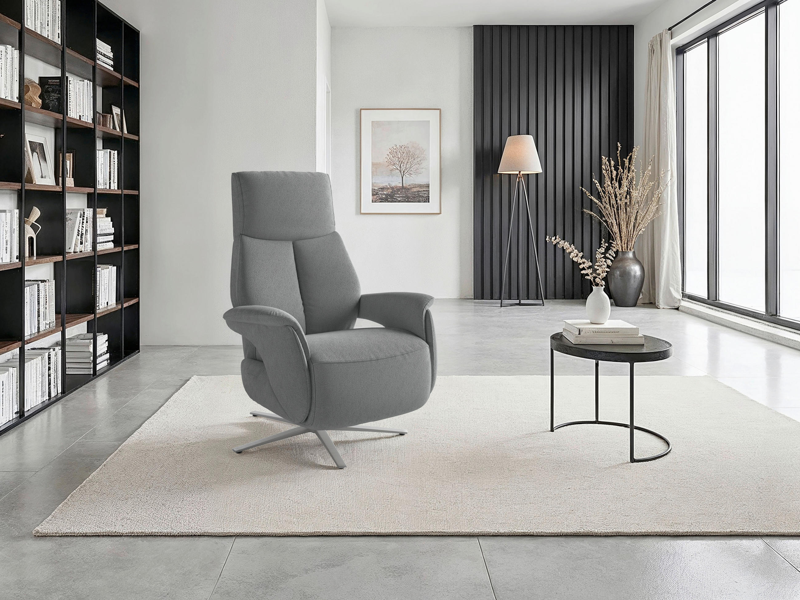 RELAXSESSEL Textil Grau  - Silberfarben/Grau, Basics, Textil/Metall (75/113/85cm) - Sit & More