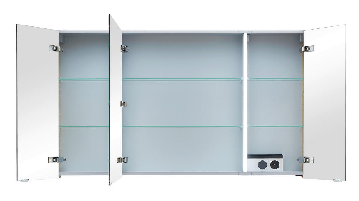 SPIEGELSCHRANK 120,4/70/17 cm  - Chromfarben/Eichefarben, Design, Glas/Holzwerkstoff (120,4/70/17cm) - Sadena