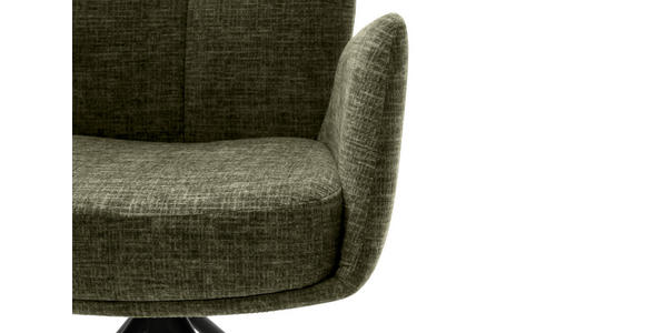 ARMLEHNSTUHL  , Stoffauswahl, Typenauswahl, Sitzfläche 360° drehbar, Gestellauswahl  , Flachgewebe  ,  - Schwarz/Olivgrün, Design, Textil/Metall (60/87/61cm) - Novel