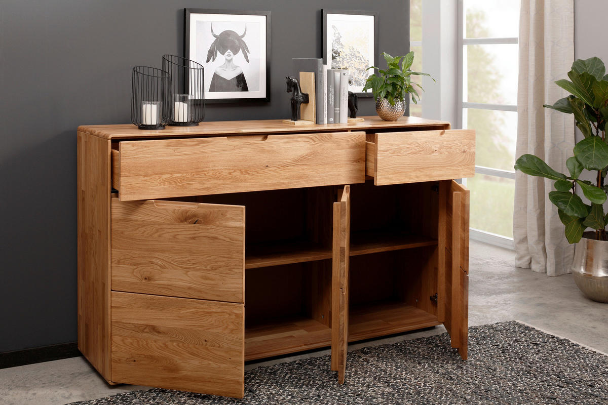 KOMMODE , 149/91/40 cm, 2 Schublade(n)  - Wildeiche, Design, Holz (149/91/40cm) - Livetastic