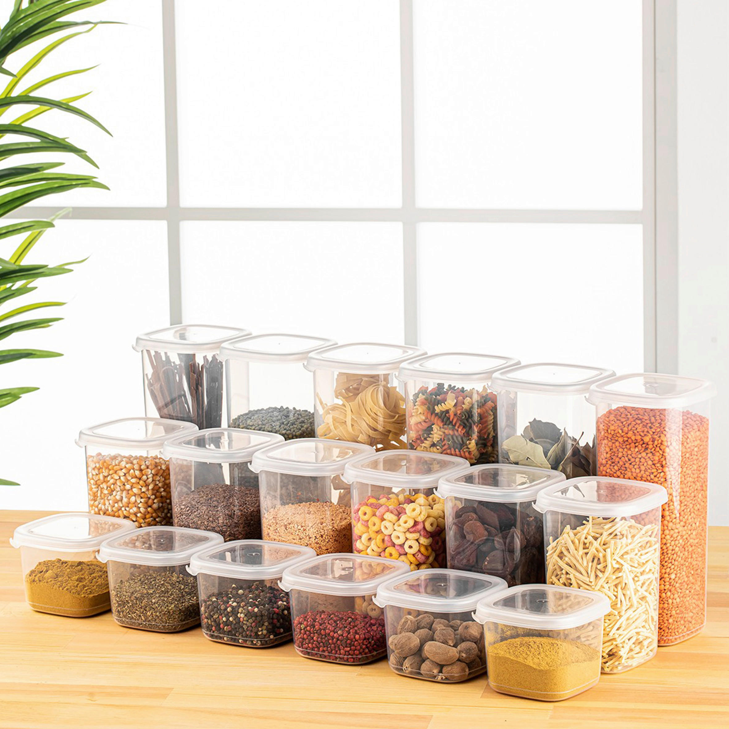 VORRATSDOSENSET 18-teilig  - Transparent/Weiß, Basics, Kunststoff (10/10/9,5cm) - P & B