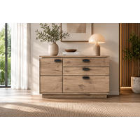 ŠIROKA KOMODA, barve hrasta  - barve hrasta/antracit, Natur, kovina/leseni material (150/81/44cm) - Hom`in