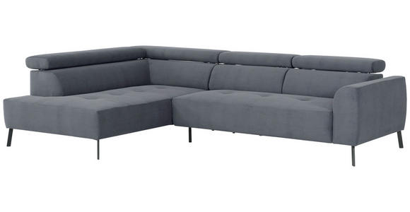 ECKSOFA Blaugrau Feincord  - Blaugrau/Schwarz, Design, Textil/Metall (205/280cm) - Xora