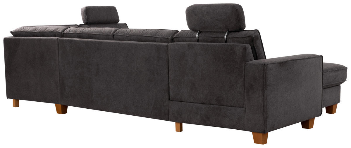 WOHNLANDSCHAFT Dunkelgrau Flachgewebe  - Eichefarben/Dunkelgrau, KONVENTIONELL, Holz/Textil (161/309/213cm) - Sit & More