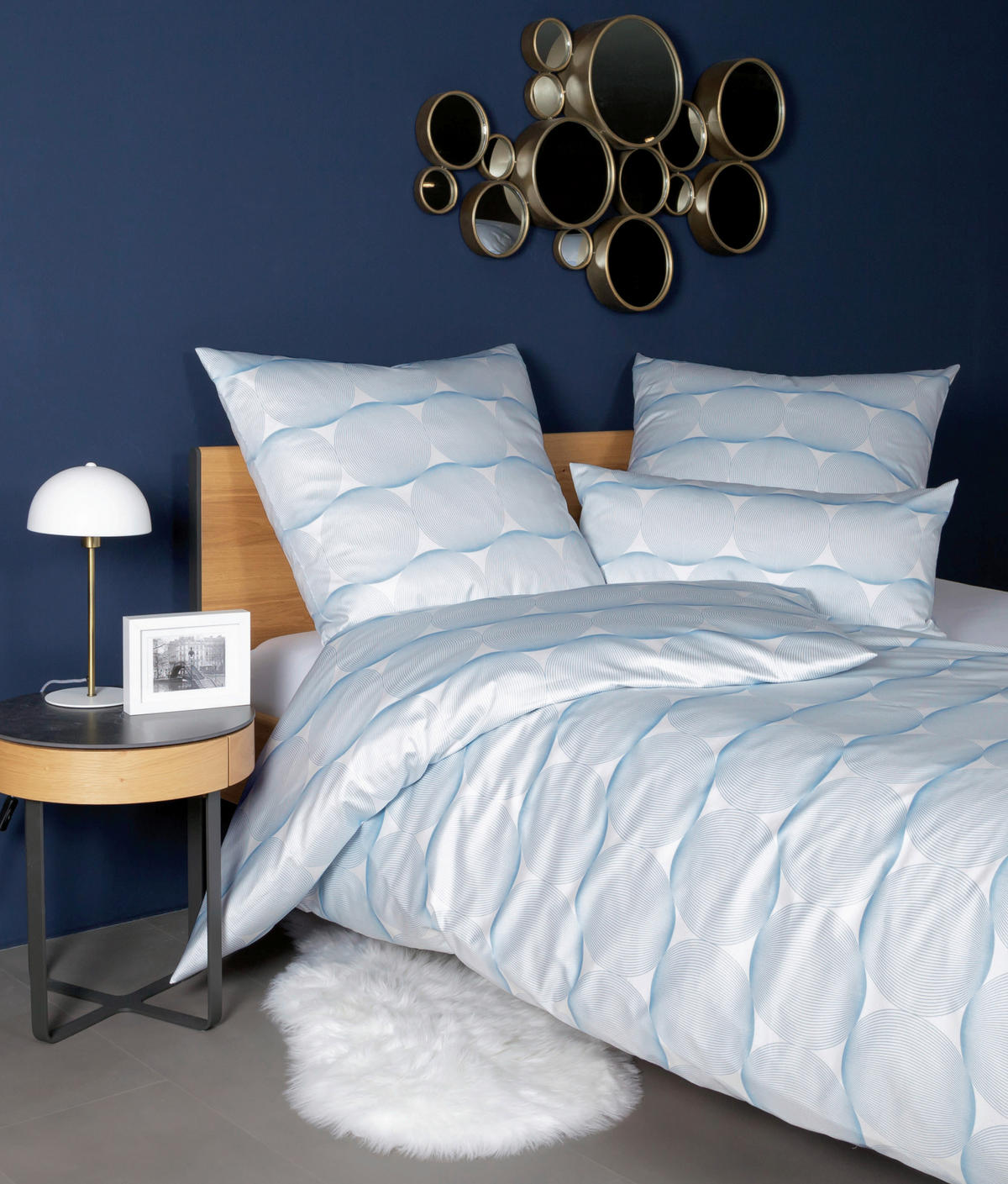 BETTWÄSCHE MILANO Makosatin 155/220 cm  - Blau/Hellblau, Basics, Textil (155/220cm) - Janine