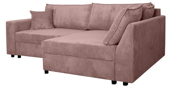 ECKSOFA Rosa Cord  - Schwarz/Rosa, KONVENTIONELL, Kunststoff/Textil (245/153cm) - Carryhome