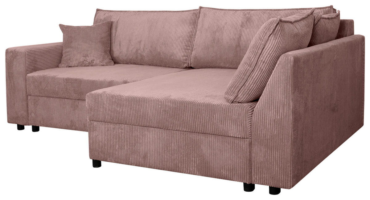 ECKSOFA Rosa Cord  - Schwarz/Rosa, KONVENTIONELL, Kunststoff/Textil (245/153cm) - Carryhome